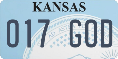 KS license plate 017GOD