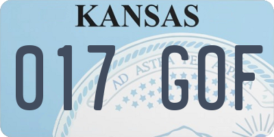 KS license plate 017GOF
