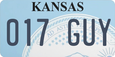 KS license plate 017GUY