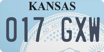KS license plate 017GXW