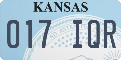 KS license plate 017IQR