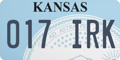 KS license plate 017IRK