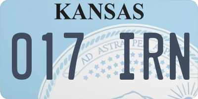 KS license plate 017IRN