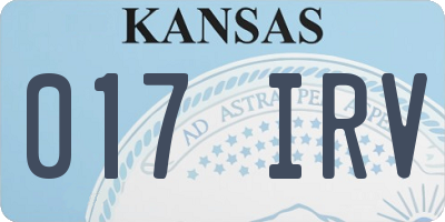 KS license plate 017IRV