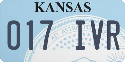 KS license plate 017IVR