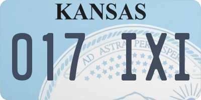 KS license plate 017IXI