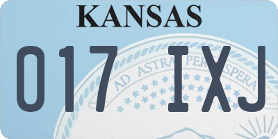 KS license plate 017IXJ