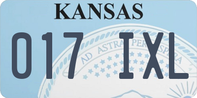 KS license plate 017IXL
