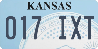 KS license plate 017IXT