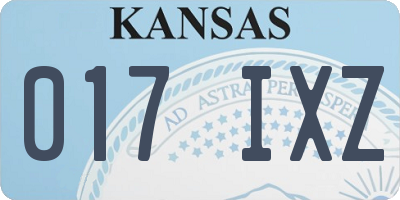 KS license plate 017IXZ