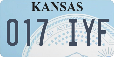 KS license plate 017IYF
