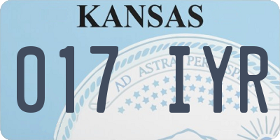 KS license plate 017IYR