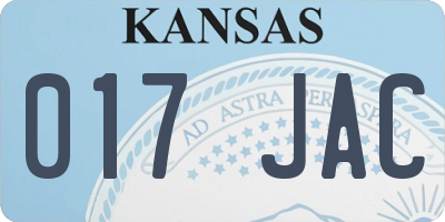 KS license plate 017JAC