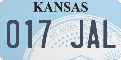 KS license plate 017JAL