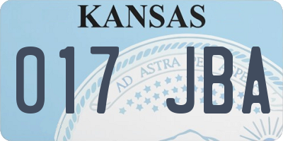 KS license plate 017JBA