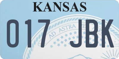 KS license plate 017JBK