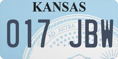 KS license plate 017JBW