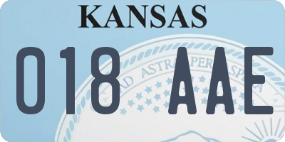 KS license plate 018AAE