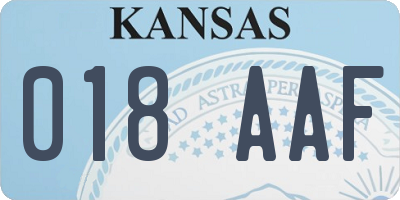 KS license plate 018AAF