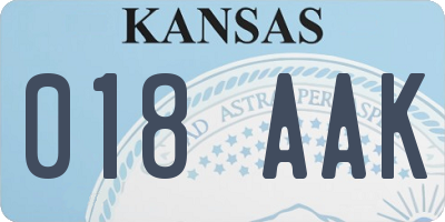 KS license plate 018AAK