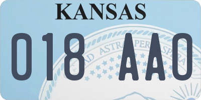 KS license plate 018AAO