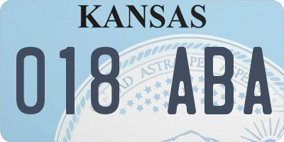 KS license plate 018ABA