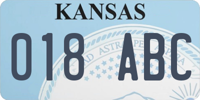 KS license plate 018ABC