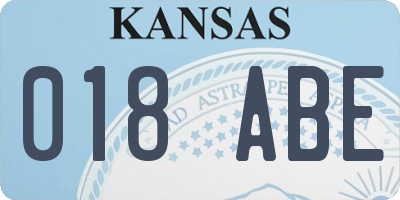 KS license plate 018ABE