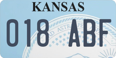 KS license plate 018ABF