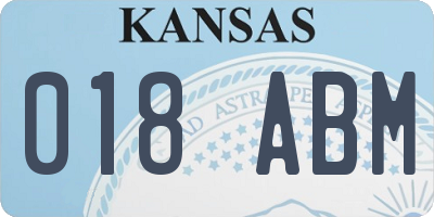KS license plate 018ABM