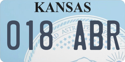 KS license plate 018ABR