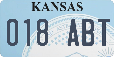KS license plate 018ABT