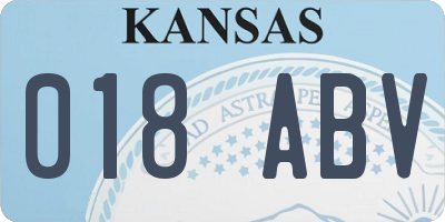 KS license plate 018ABV