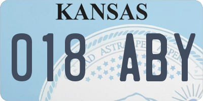 KS license plate 018ABY
