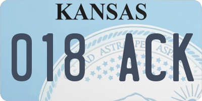 KS license plate 018ACK