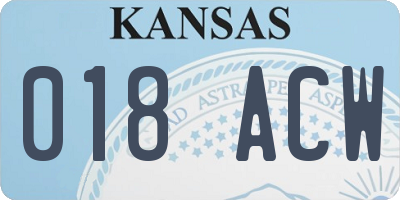 KS license plate 018ACW