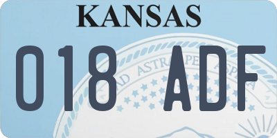KS license plate 018ADF
