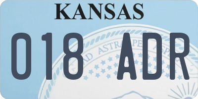 KS license plate 018ADR