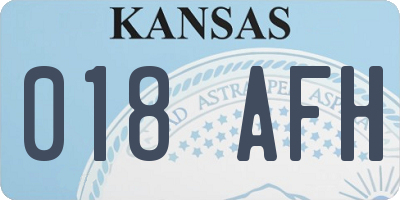KS license plate 018AFH