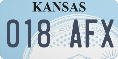 KS license plate 018AFX