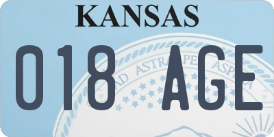 KS license plate 018AGE