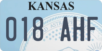 KS license plate 018AHF