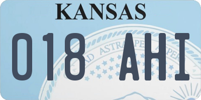 KS license plate 018AHI