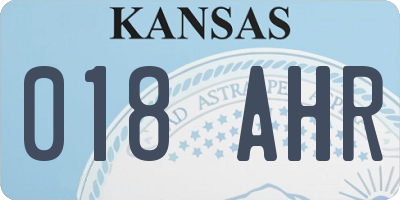 KS license plate 018AHR