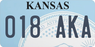 KS license plate 018AKA
