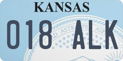 KS license plate 018ALK