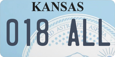 KS license plate 018ALL