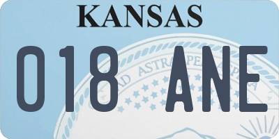 KS license plate 018ANE