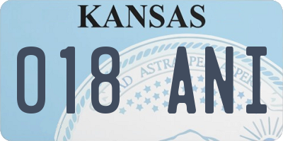 KS license plate 018ANI
