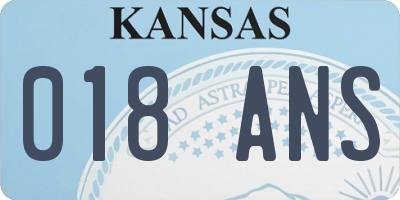 KS license plate 018ANS